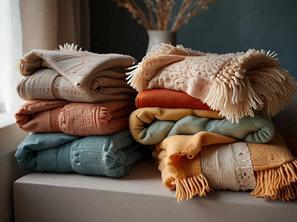 Wool blend throw blankets in soft colors