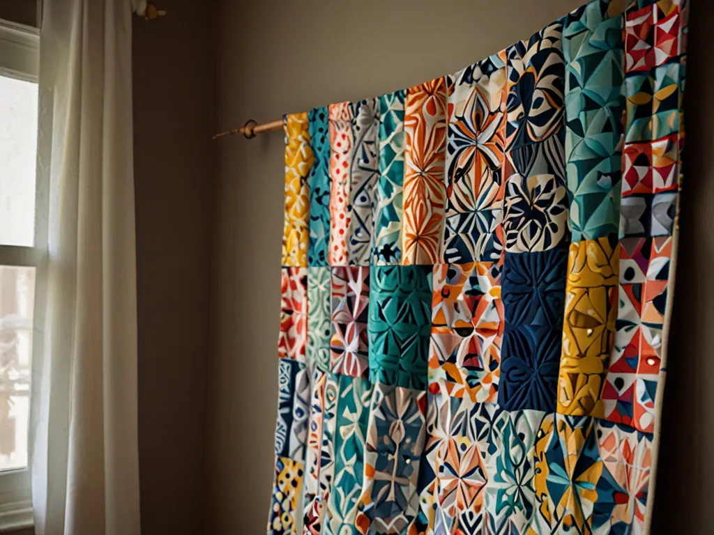Fabric wall hangings with geometric patterns